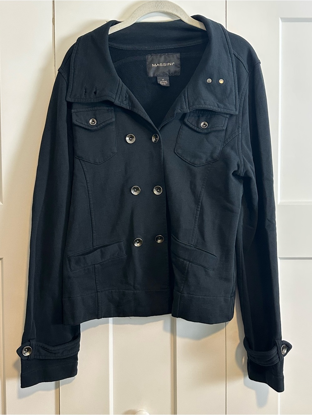 Juniors Massini Black Pea Coat Jacket